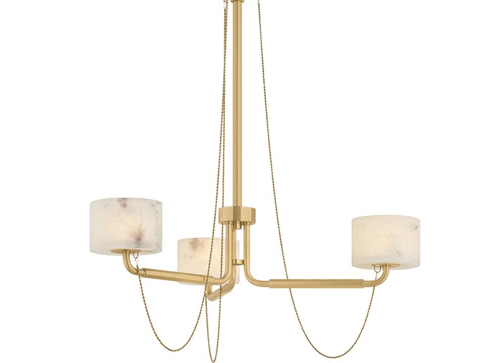 Bunda 3-Light Vintage Brass White Drum Chandelier