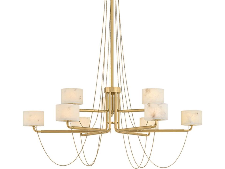 Bunda 9-Light Vintage Brass Gold Drum Tiered Chandelier