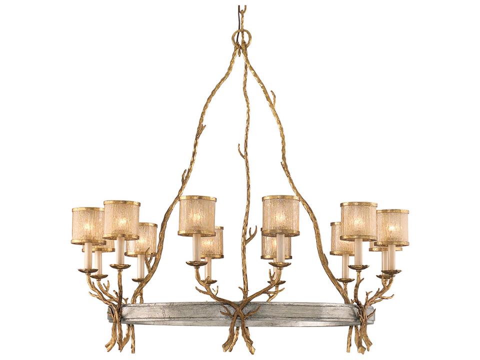 Parc Royale 12-Light Chandelier in Vintage Gold Leaf and Silver Leaf