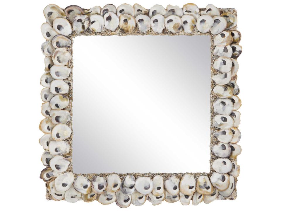 Currey and Company Oyster Shell 20 Inch Square Wall Mirror Natural