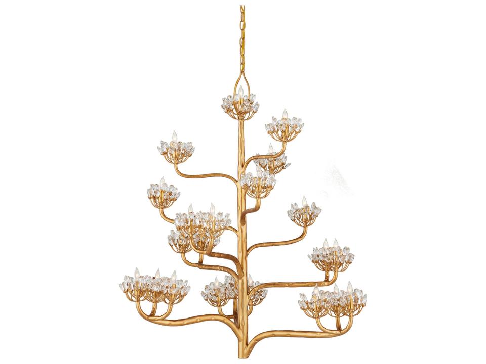 Currey and Company 22-Light Agave Americana Chandelier in Dark Gold Leaf
