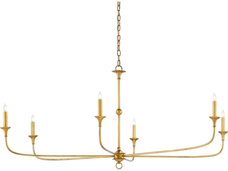 Currey and Company 6-Light Nottaway Chandelier in Contemporary Gold Leaf