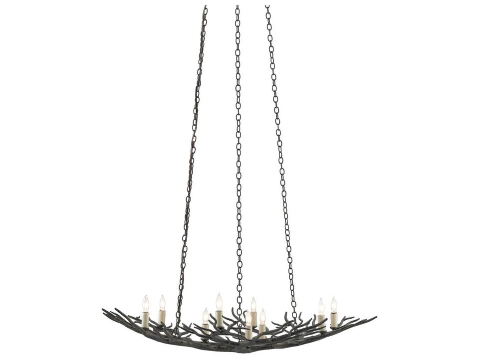 Currey and Company 9-Light Rainforest Chandelier in Rustic Bronze