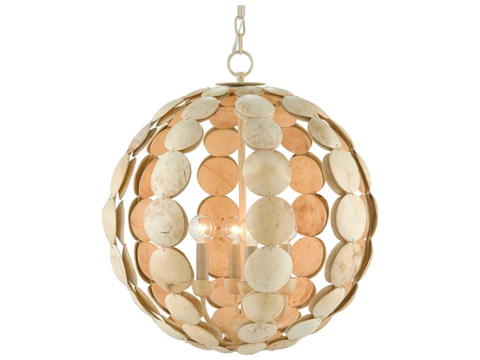 Currey and Company 4-Light Tartufo Coco Shell Chandelier in Coco Cream