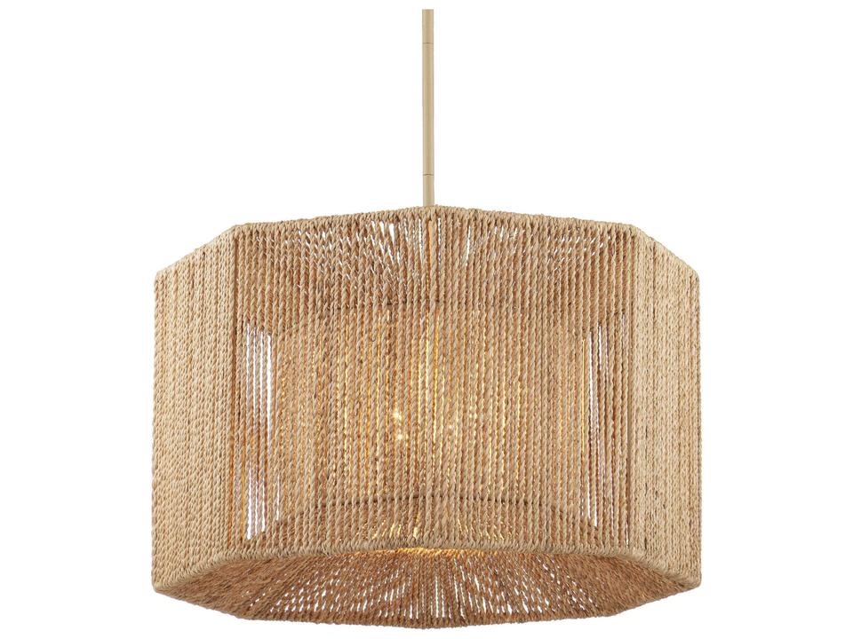Currey and Company 4-Light Mereworth Chandelier in Natural Abaca Rope and Wrought Iron