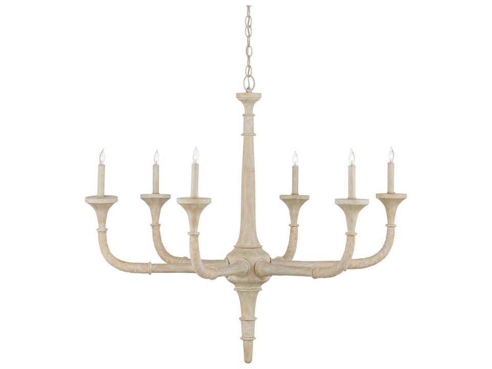 Currey and Company 6-Light Aleister Chandelier in Sandstone Finish