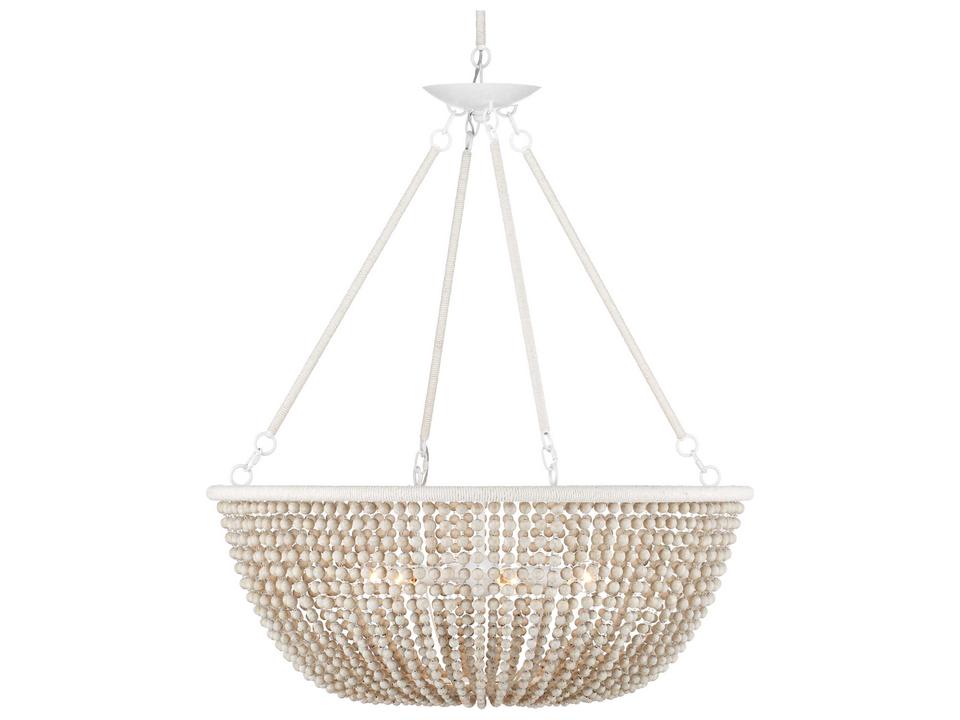 Currey and Company Wychwood 6-Light Chandelier in Sugar White and Sandstone