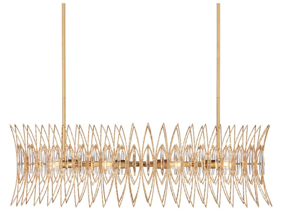 Currey and Company 8-Light Marquise Oval Chandelier in Luxor Gold and Clear Glass