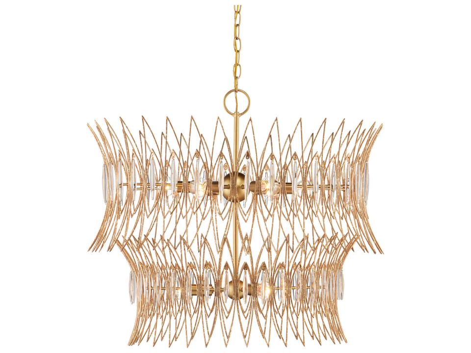 Currey and Company 9-Light Marquise Chandelier in Clear Luxor Gold