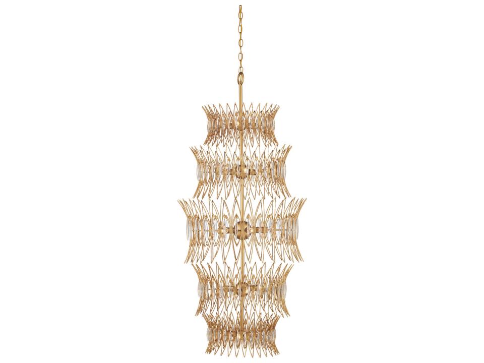 Currey and Company 18-Light Marquise Chandelier in Clear and Luxor Gold