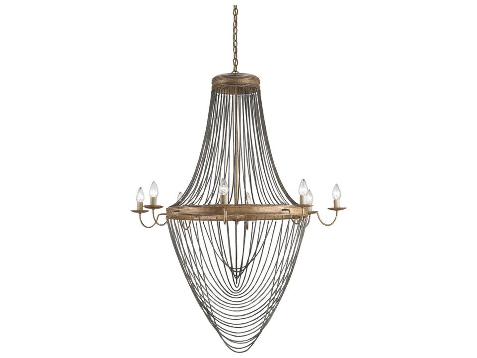 Currey and Company 8-Light Lucien Chandelier in French Gold Leaf