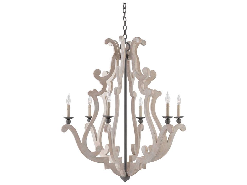 Currey and Company 6-Light Durand Chandelier in Portland and Old Iron