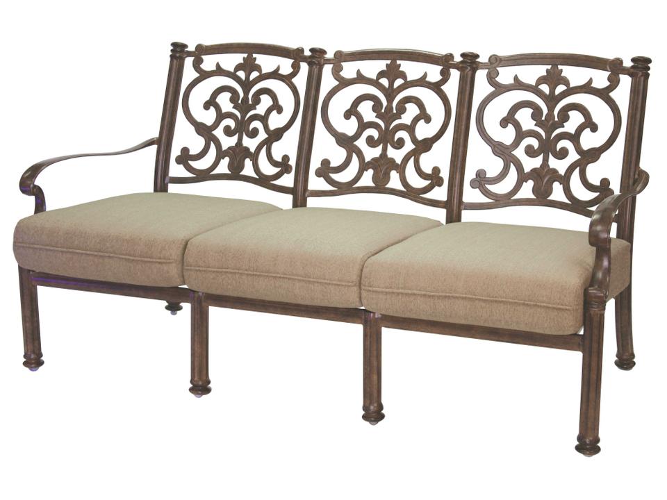 Santa Barbara Cast Aluminum Sofa with Sesame Cushions in Antique Bronze