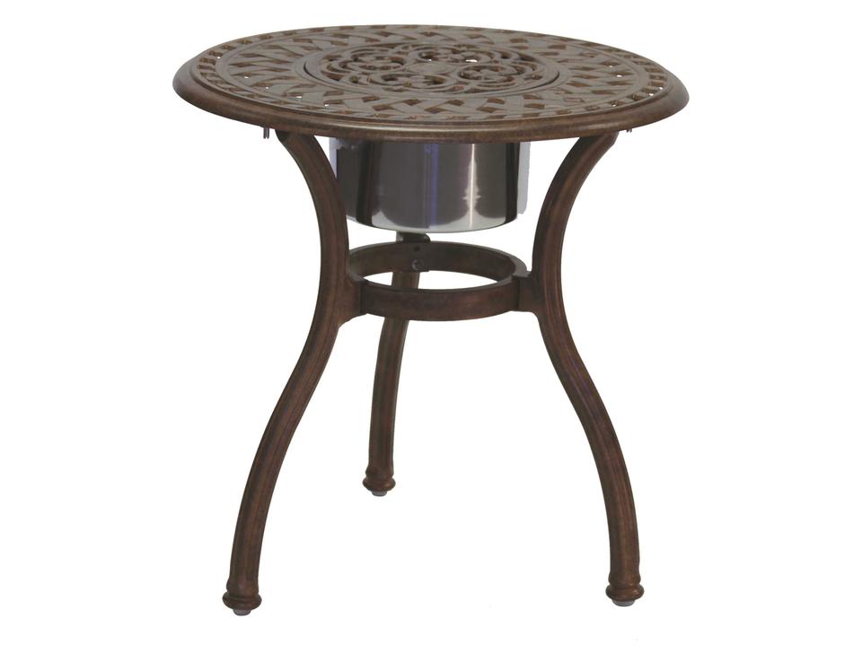 Darlee Series 60 24-Inch Round End Table with Ice Bucket in Antique Bronze