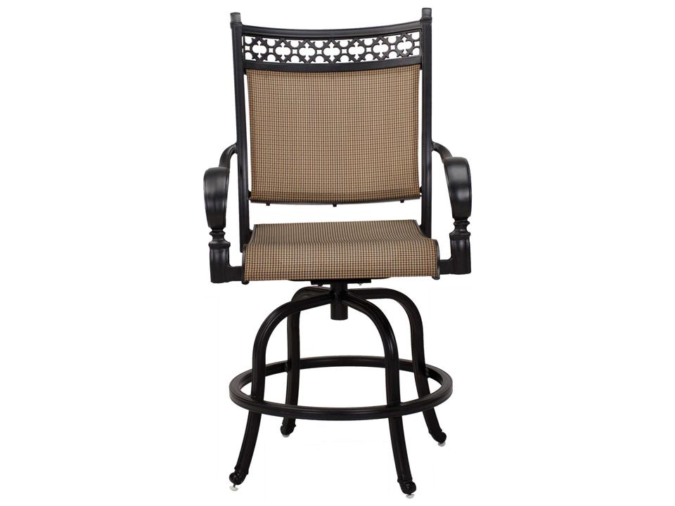 Mountain View Cast Aluminum Sling Counter Height Swivel Stool in Antique Bronze
