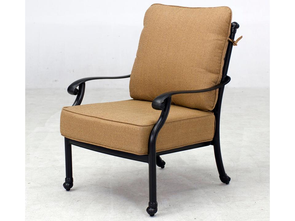 Madison Cast Aluminum Club Chair with Sesame Cushions Antique Bronze