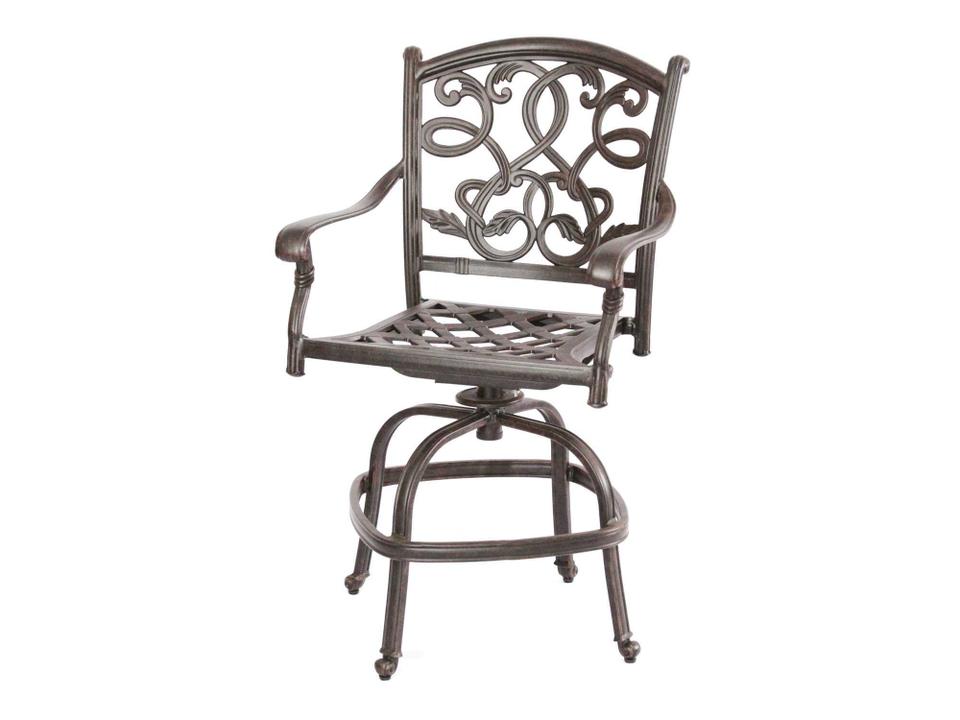 Santa Monica Cast Aluminum Swivel Counter Height Stool in Antique Bronze