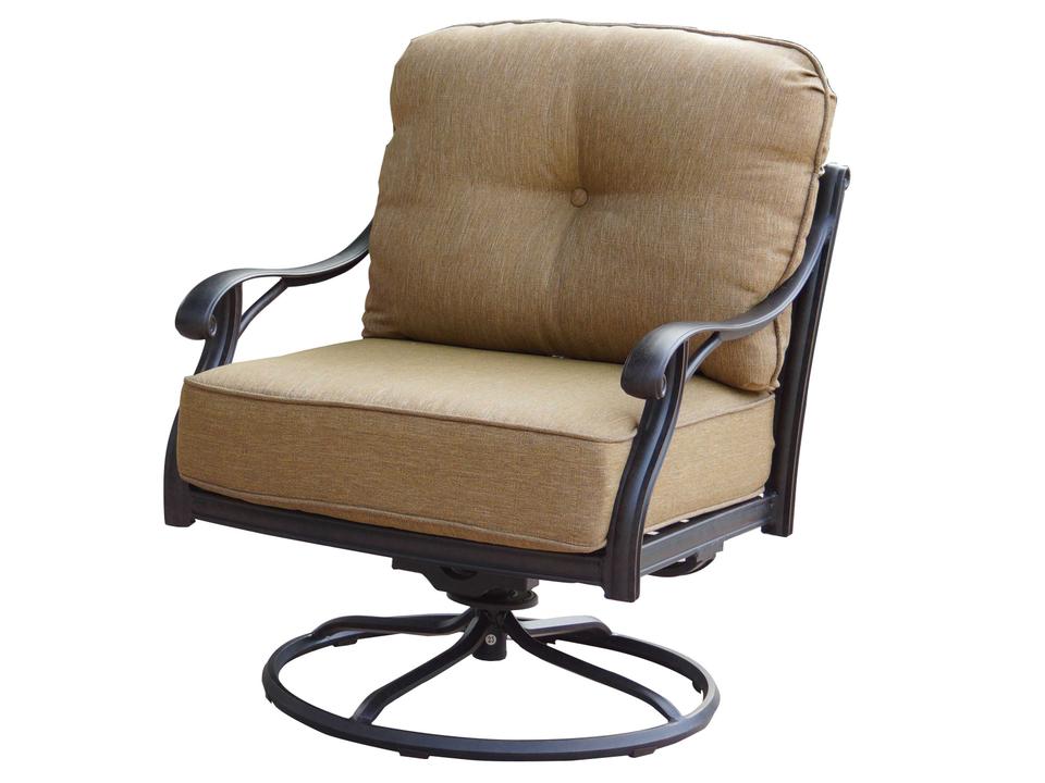 Nassau Cast Aluminum Swivel Rocker Accent Chair in Antique Bronze