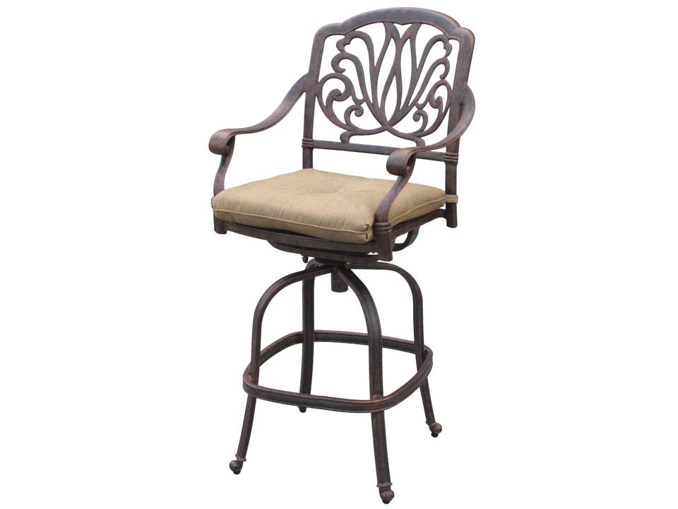 Elisabeth Cast Aluminum Swivel Bar Stool in Antique Bronze
