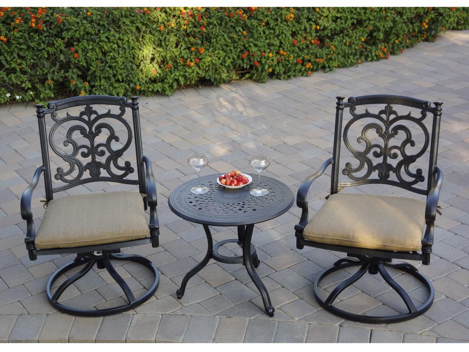 Santa Barbara 3-Piece Cast Aluminum Swivel Rocker Lounge Set Antique Bronze