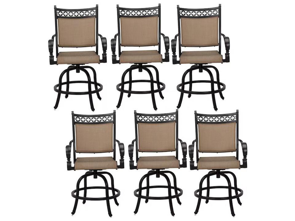 Mountain View Sling Cast Aluminum Antique Bronze Swivel Bar Stool Set of 6