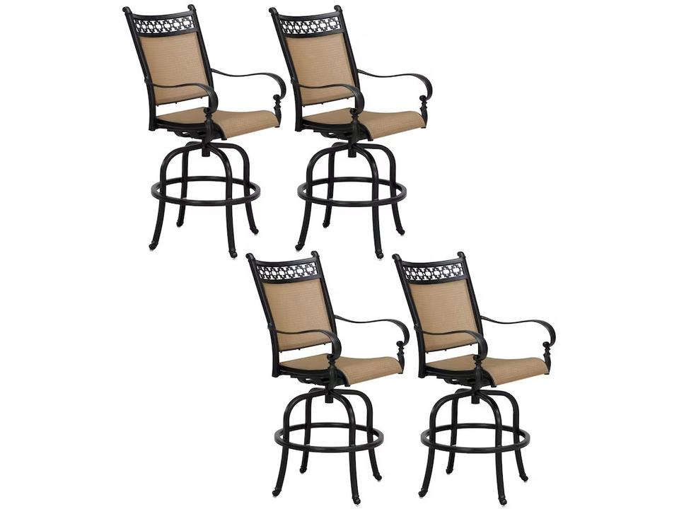 Mountain View Sling Cast Aluminum Antique Bronze Swivel Counter Height Stool Set of 4