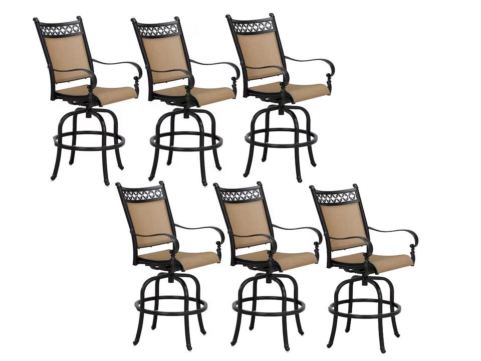 Mountain View Sling Cast Aluminum Swivel Counter Height Stool Set of 6