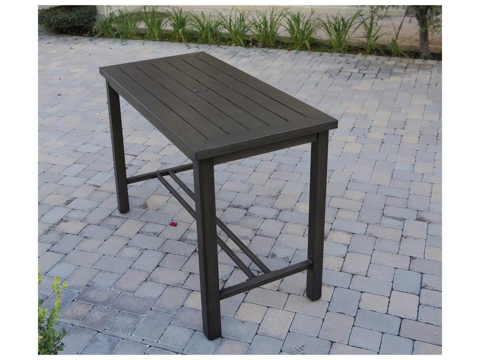 Brooklyn Multibrown Rectangular Counter Table with Umbrella Hole