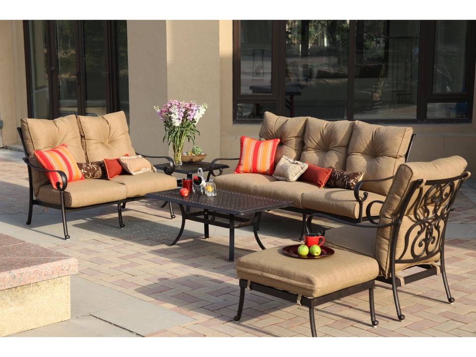 Santa Anita 6-Piece Cast Aluminum Patio Conversation Set in Antique Bronze