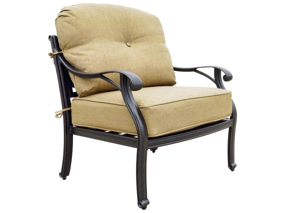 Nassau Cast Aluminum Club Chairs Set of 2 with Sesame Cushions