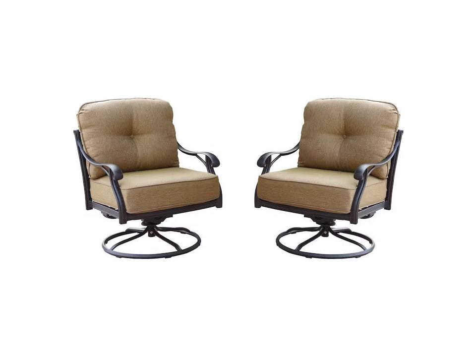 Nassau 2-Piece Cast Aluminum Swivel Rocker Club Chair Set Antique Bronze