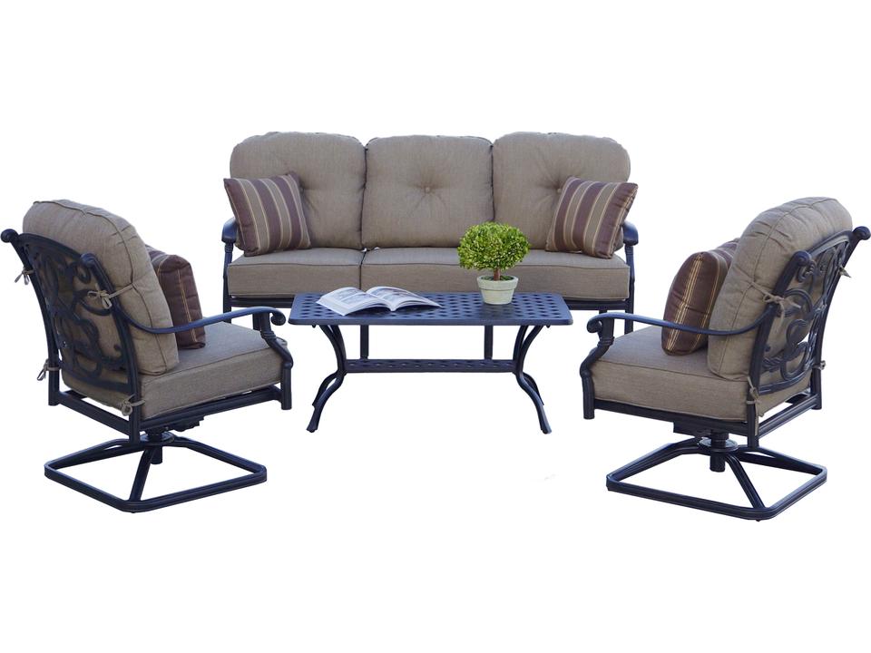 Santa Monica Cast Aluminum 4 Piece Lounge Set Antique Bronze