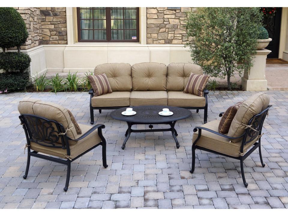 Elisabeth 4-Piece Cast Aluminum Outdoor Lounge Set in Antique Bronze