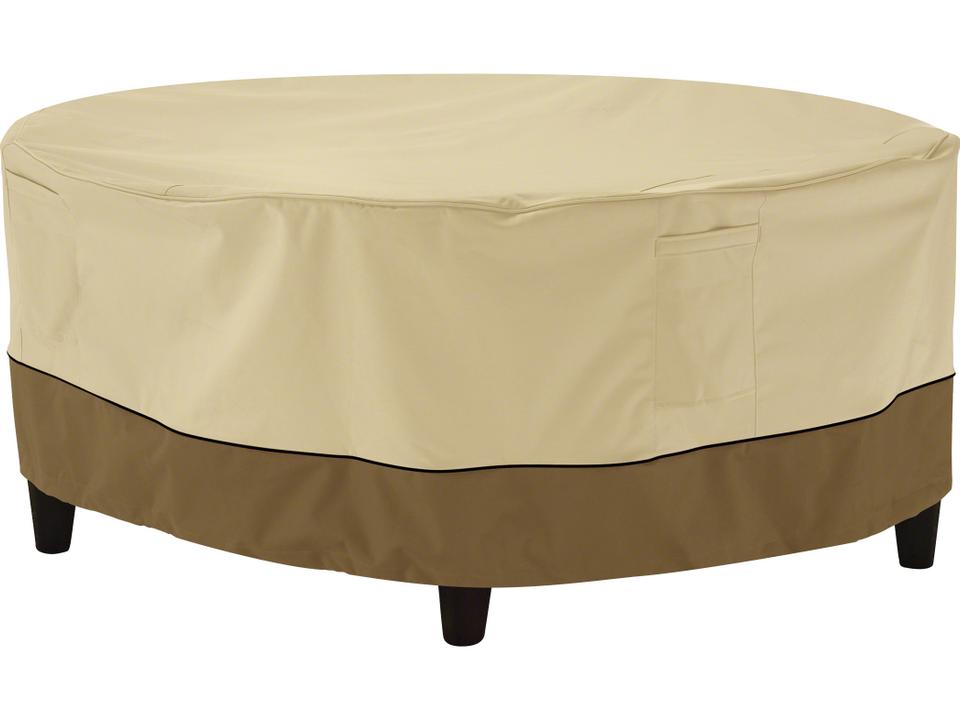 Veranda 36 Inch Round Ottoman Table Cover in Pebble