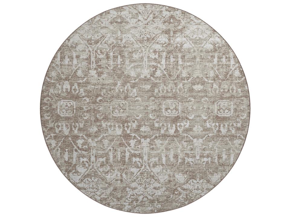 Aberdeen Floral Round Area Rug in Mushroom 8-Foot Diameter