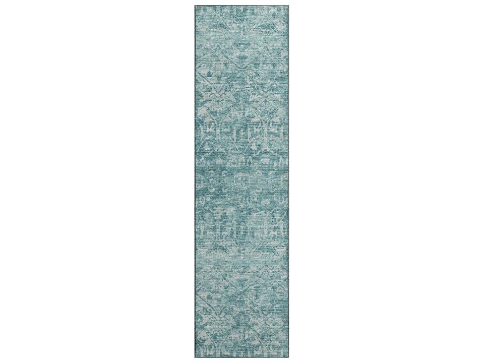 Aberdeen Floral Runner Area Rug 2'3" x 7'6" in Seaside Polyester Microfiber