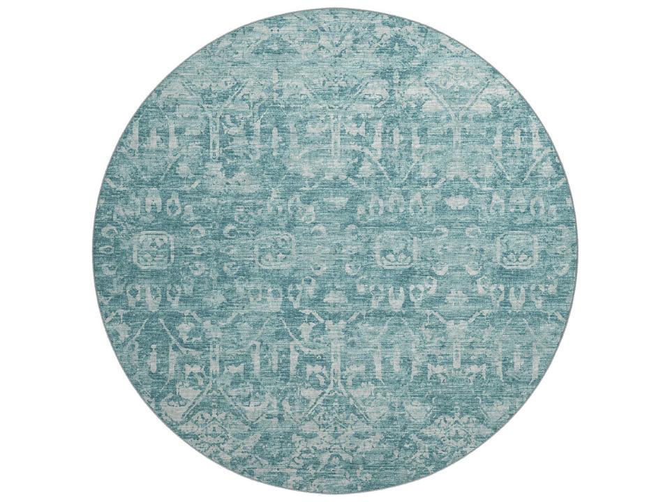 Aberdeen 8-Foot Round Floral Area Rug in Seaside