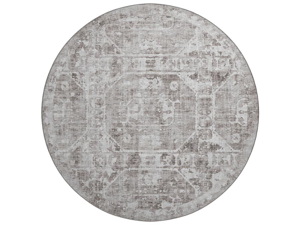 Aberdeen 8-Foot Round Floral Area Rug in Coffee