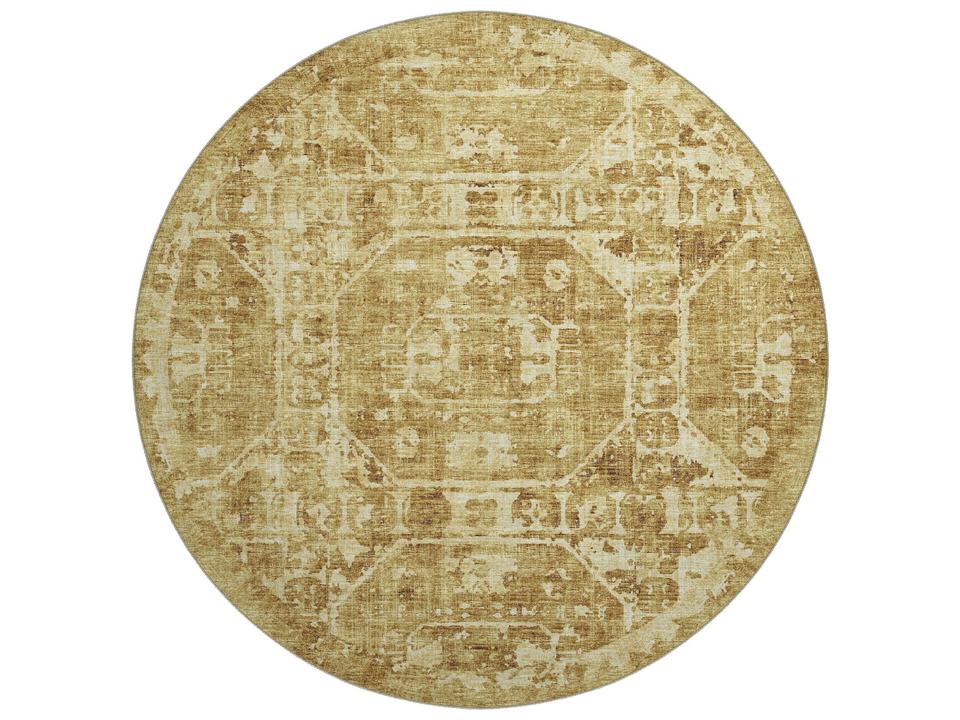 Aberdeen Floral 8' Round Area Rug in Gold