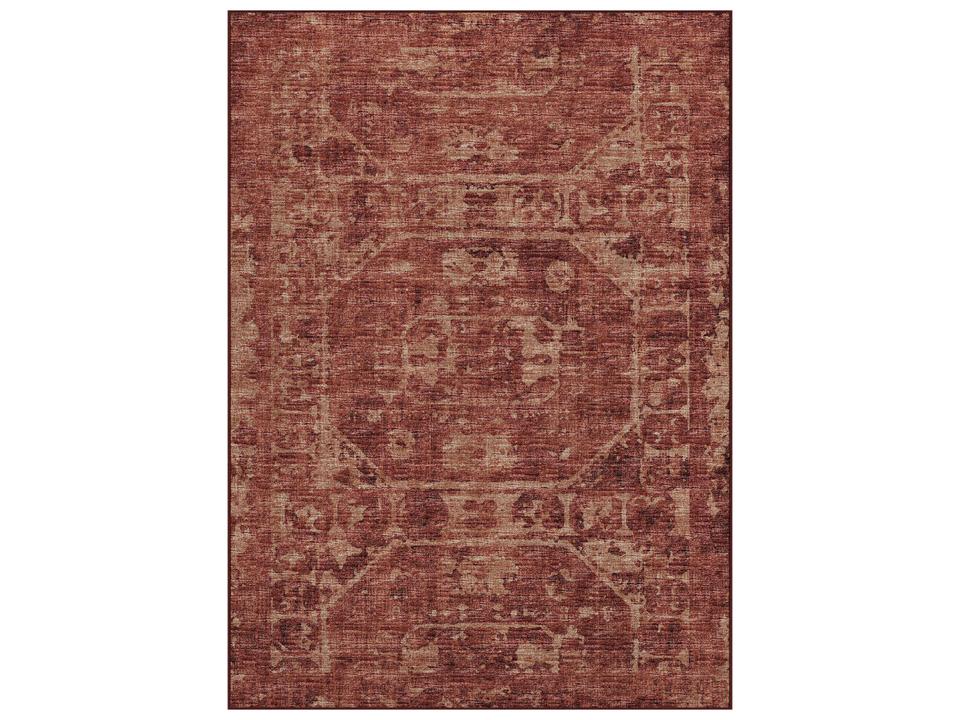 Aberdeen Floral Area Rug with Plush Microfiber Pile in Paprika