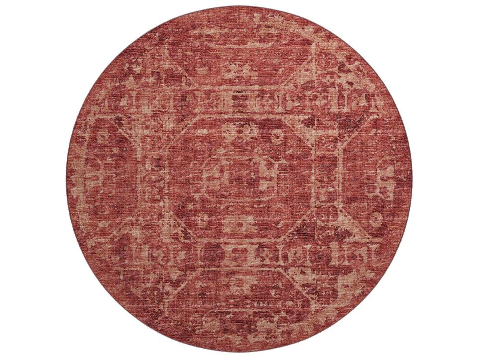 Aberdeen Floral Area Rug in Paprika 8x8 Round