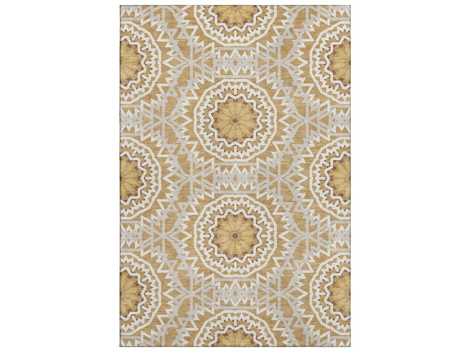 Mayfield Gold Area Rug with Medallion Circles