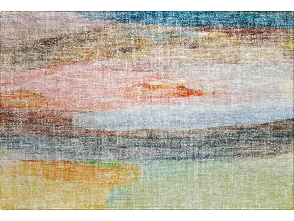 Boca Abstract Shag Area Rug in Salmon Polyester