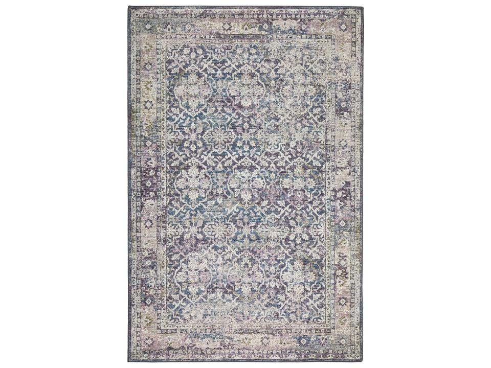 Jericho Traditional Bordered Area Rug in Violet Polyester