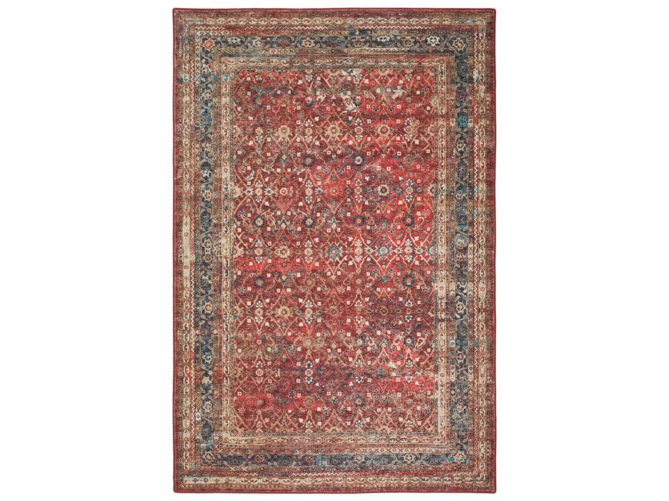 Jericho Scarlett Traditional Polyester Area Rug in Red