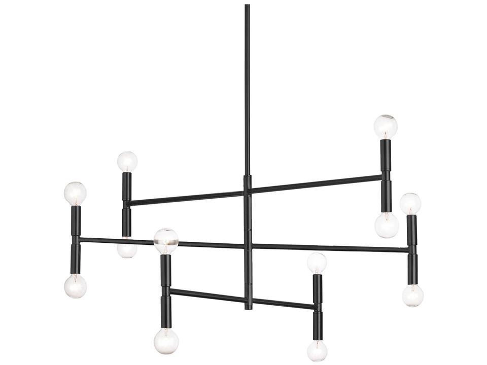 Ava 12-Light Matte Black Linear Tiered Chandelier