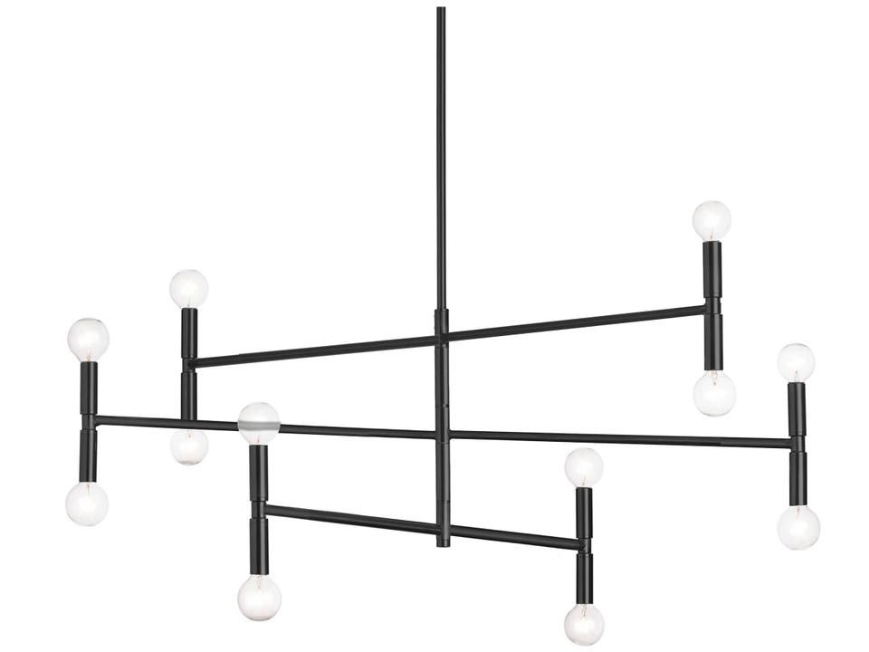 Ava 12-Light Matte Black Linear Tiered Chandelier