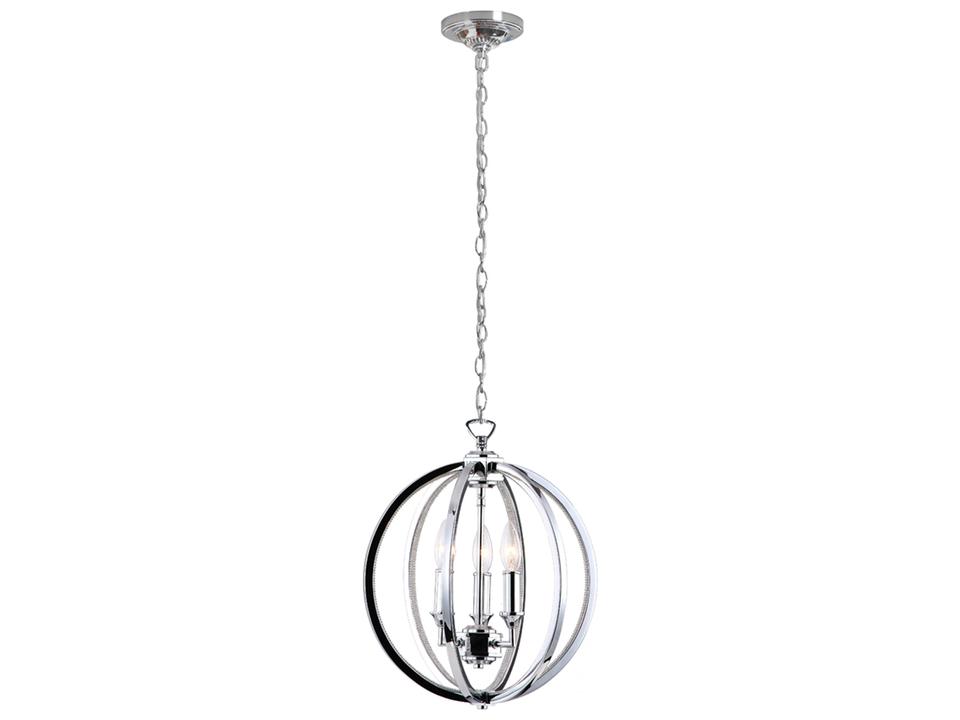 3-Light Karland Polished Chrome Globe Chandelier with Crystal Accents