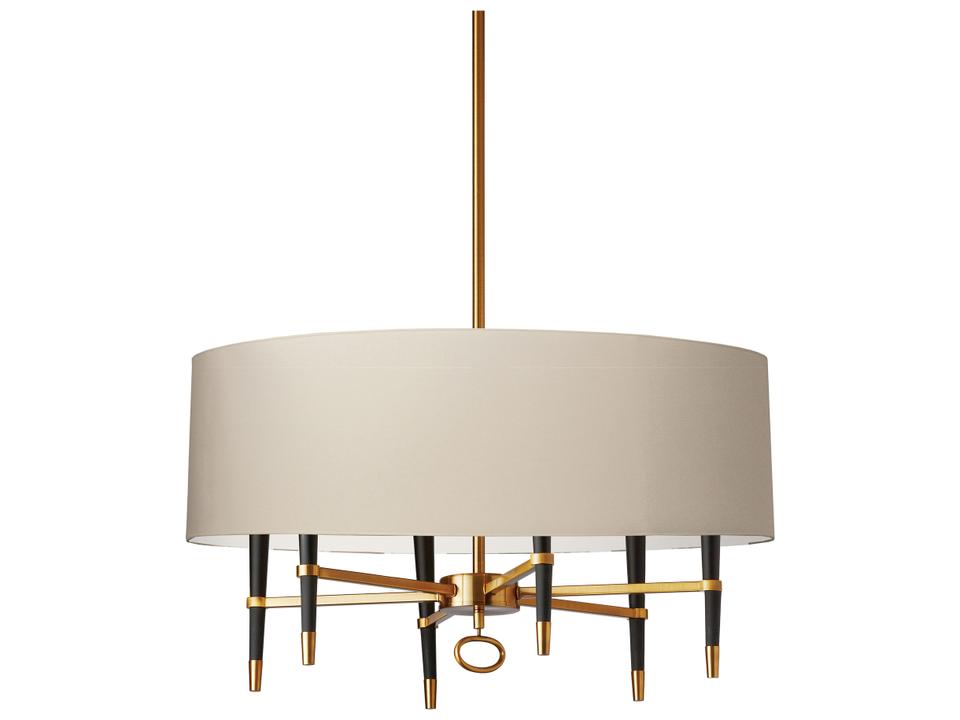 Langford 6-Light Vintage Bronze Cream Black Drum Chandelier