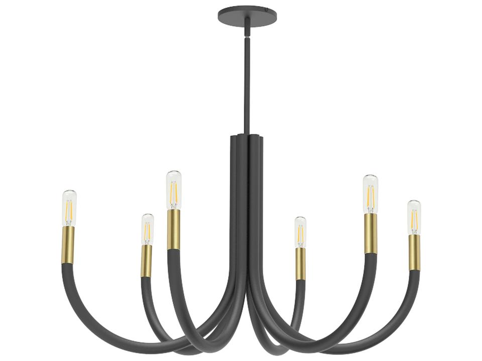 Wand 6-Light Matte Black Aged Brass Chandelier